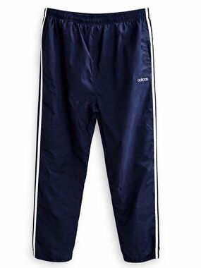 Vintage adidas Track Pants L Navy 3 Stripe Nylon Windbreaker Y2K